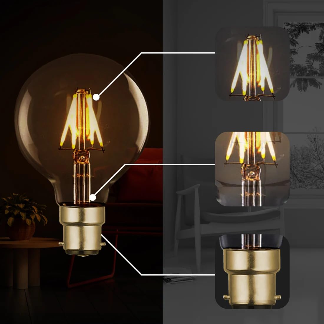 Vintage LED Filament Edison Bulb 220V 8W Warm White ~1339