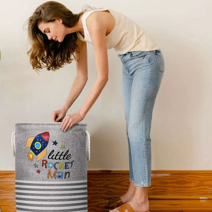 Kids' Laundry Basket – 'Little Rocket Man' Print, Foldable, 40 x 50 cm - photo 5