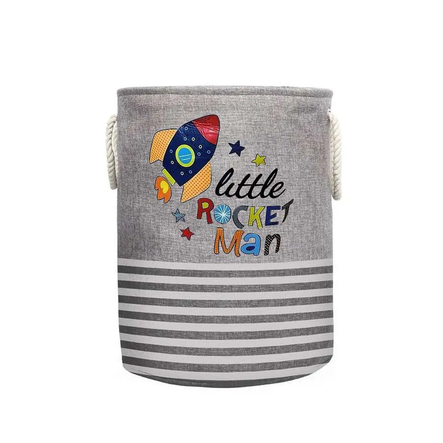 Kids' Laundry Basket – 'Little Rocket Man' Print, Foldable, 40 x 50 cm - 1 Basket
