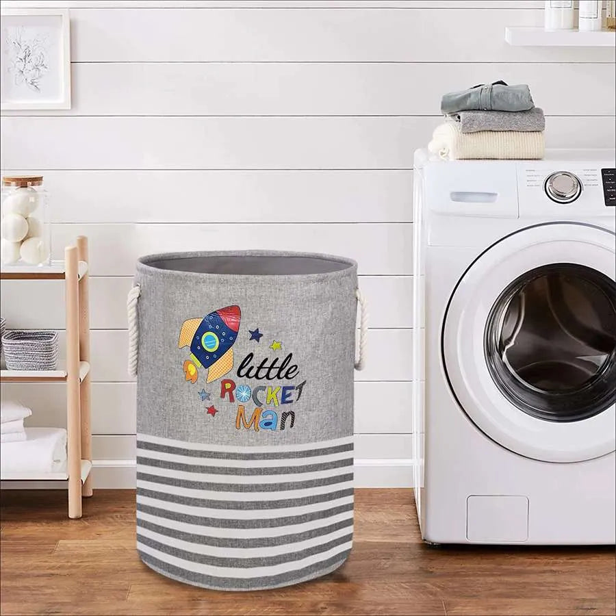 Kids' Laundry Basket – 'Little Rocket Man' Print, Foldable, 40 x 50 cm - photo 2