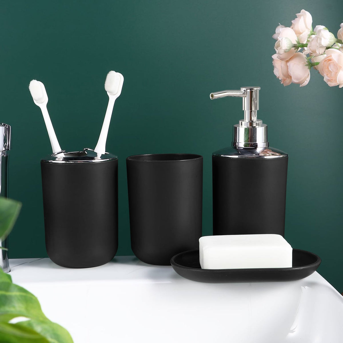 Bathroom Accessory Set with Bin & Toilet Brush – 6 or 7 Pieces, Round or Square - photo 3