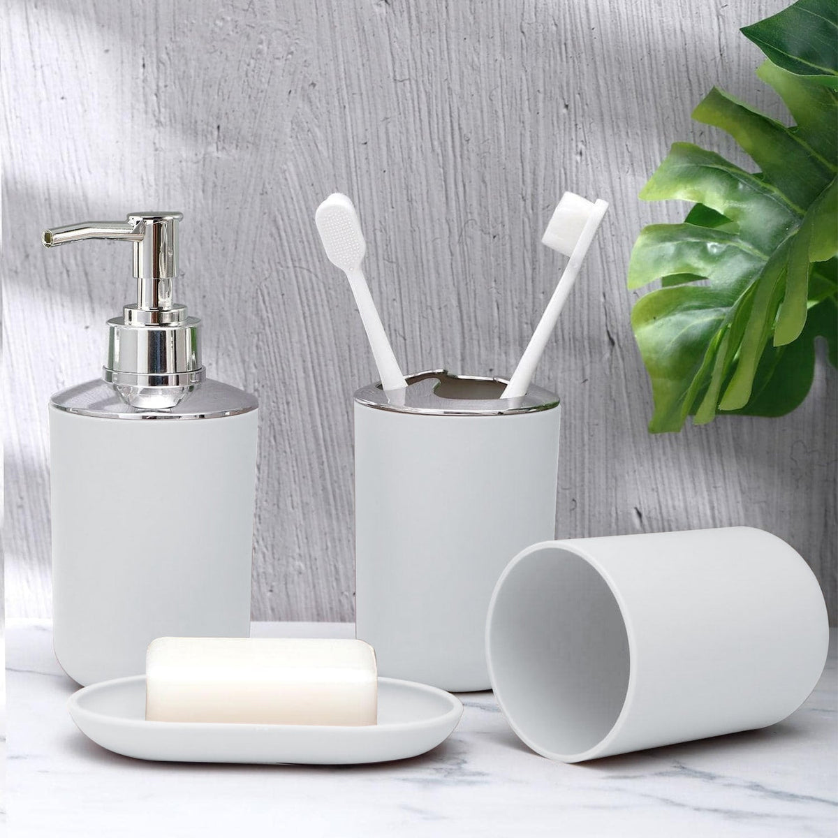 Bathroom Accessory Set with Bin & Toilet Brush – 6 or 7 Pieces, Round or Square - photo 5