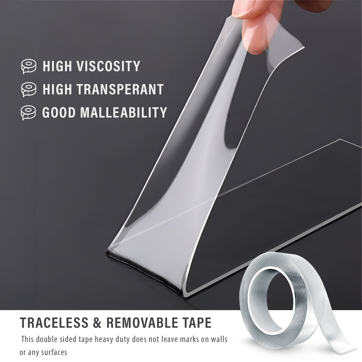 Nano Double Sided Transparent Removable Tape