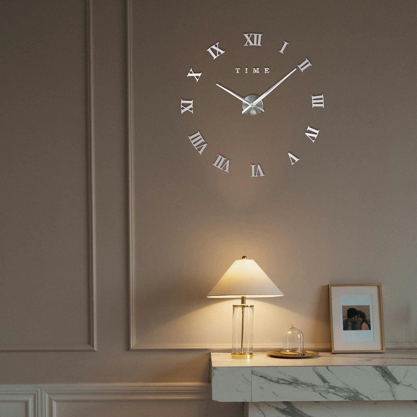 Luxury 3D Frameless Wall Clock with Roman Numerals Stickers ~1193