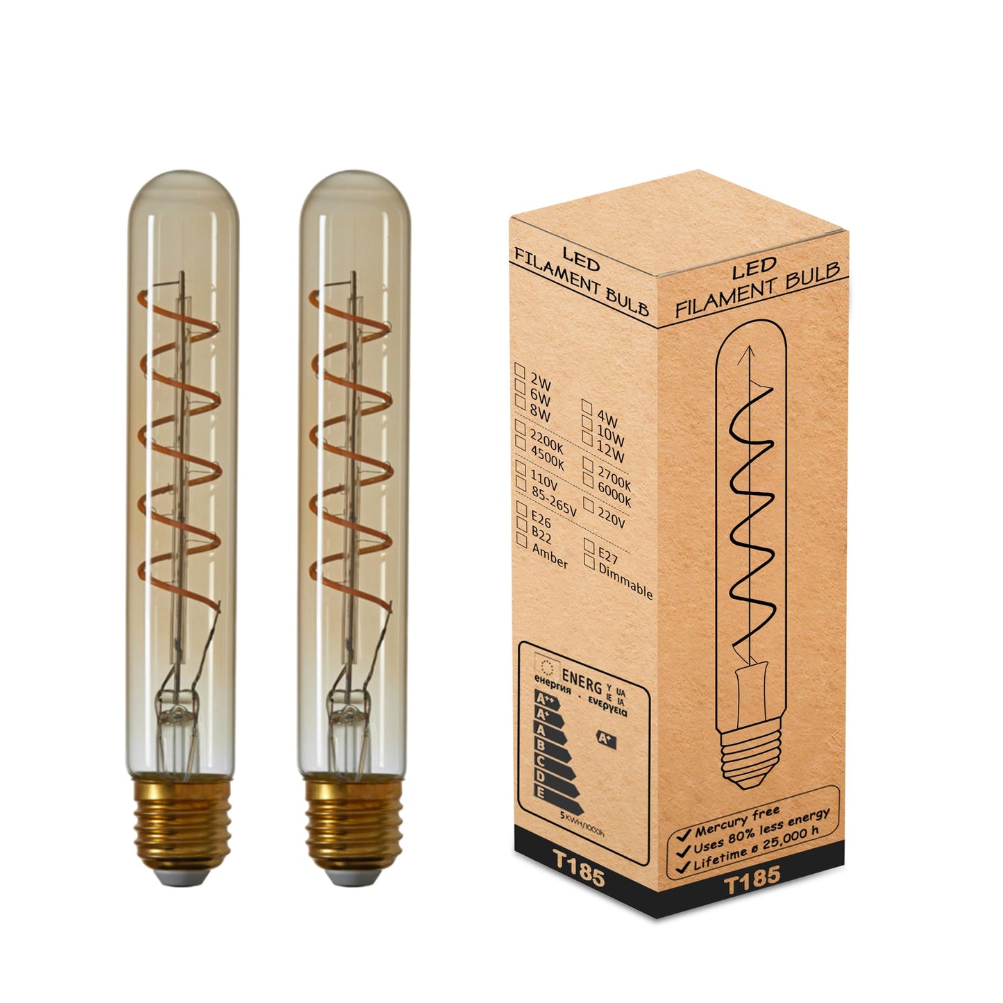 LED G125 4W E27 Globe Bulb Edison Spiral Filament Screw~1330
