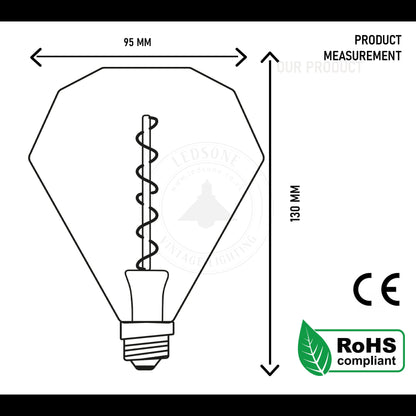 LED G125 4W E27 Globe Bulb Edison Spiral Filament Screw~1330