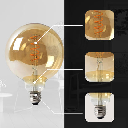 LED G125 4W E27 Globe Bulb Edison Spiral Filament Screw~1330