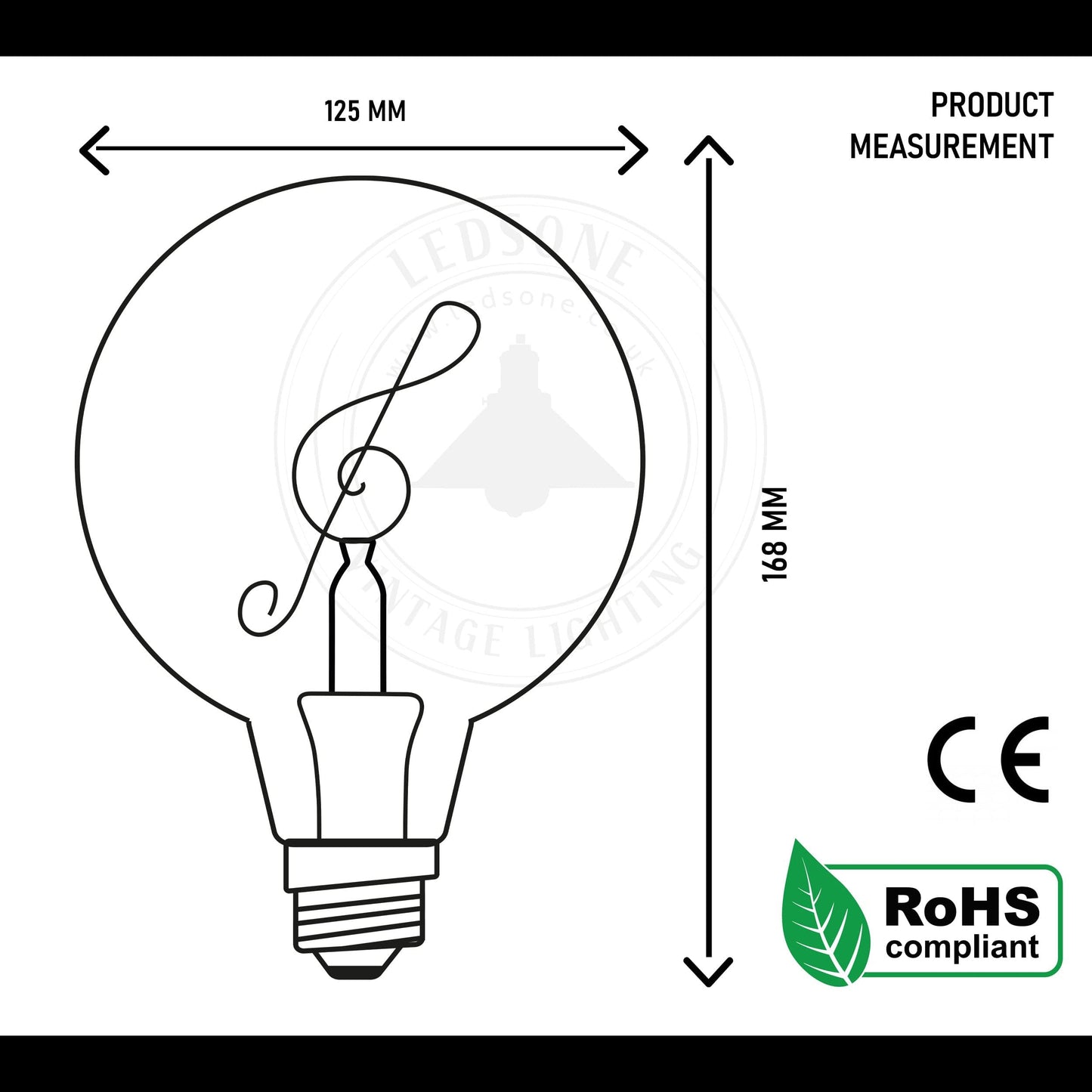 LED G125 4W E27 Globe Bulb Edison Spiral Filament Screw~1330