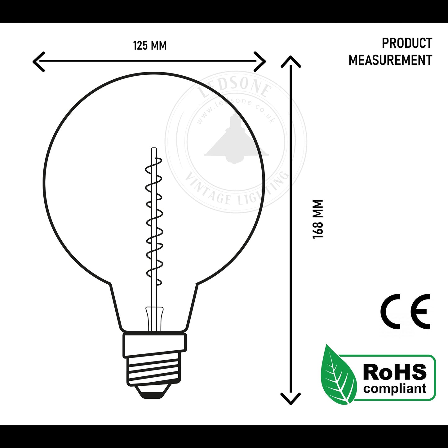 LED G125 4W E27 Globe Bulb Edison Spiral Filament Screw~1330