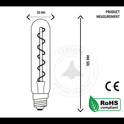 Vintage T185 4W LED Spiral Filament Edison Light Bulb Warm White  ~1335