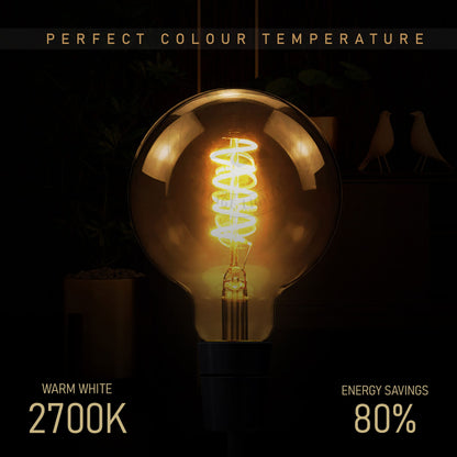 LED G125 4W E27 Globe Bulb Edison Spiral Filament Screw~1330