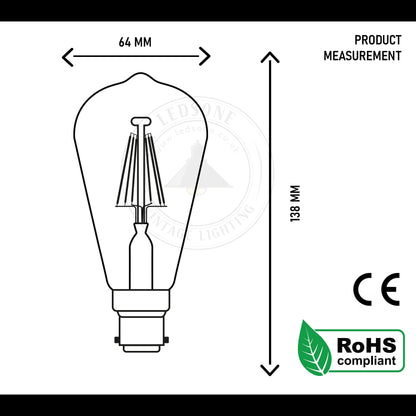 LED Edison Vintage Bulbs, B22 LED Light Bulb ~ 1332