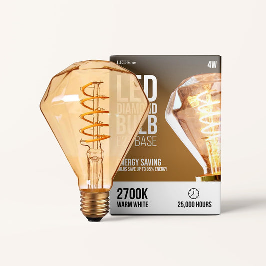 LED Light Bulb Dimond E27 4W Filament Glass Warm White ~1333