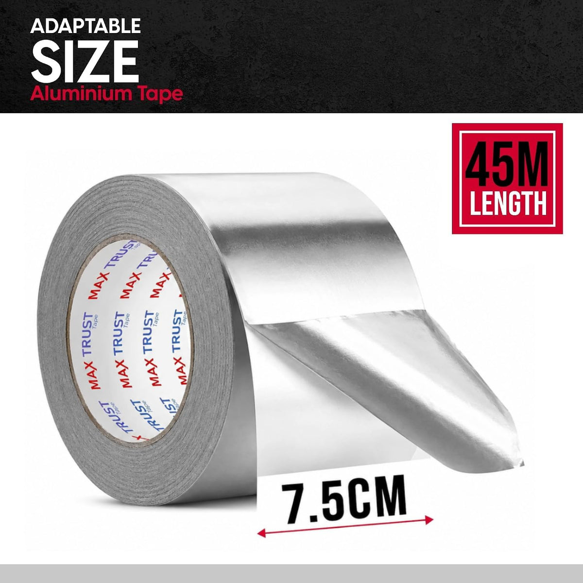 Aluminium Foil Tape – 75 mm x 45 m, Strong Adhesive, 1 or 6 Rolls - photo 3