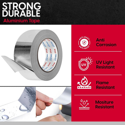 Aluminium Foil Tape – 75 mm x 45 m, Strong Adhesive, 1 or 6 Rolls - photo 5
