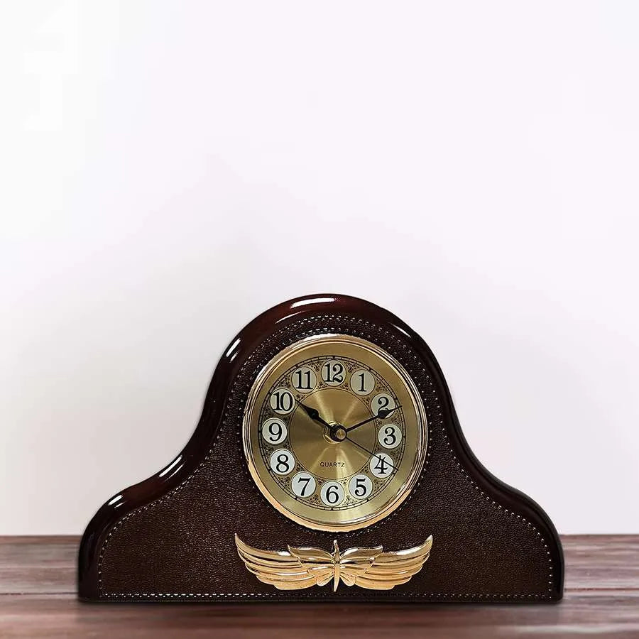 Napoleon Leather Mantel Silent Clock