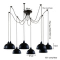 8 Light Spider Pendant – 2 m Adjustable Drops, Black, E27