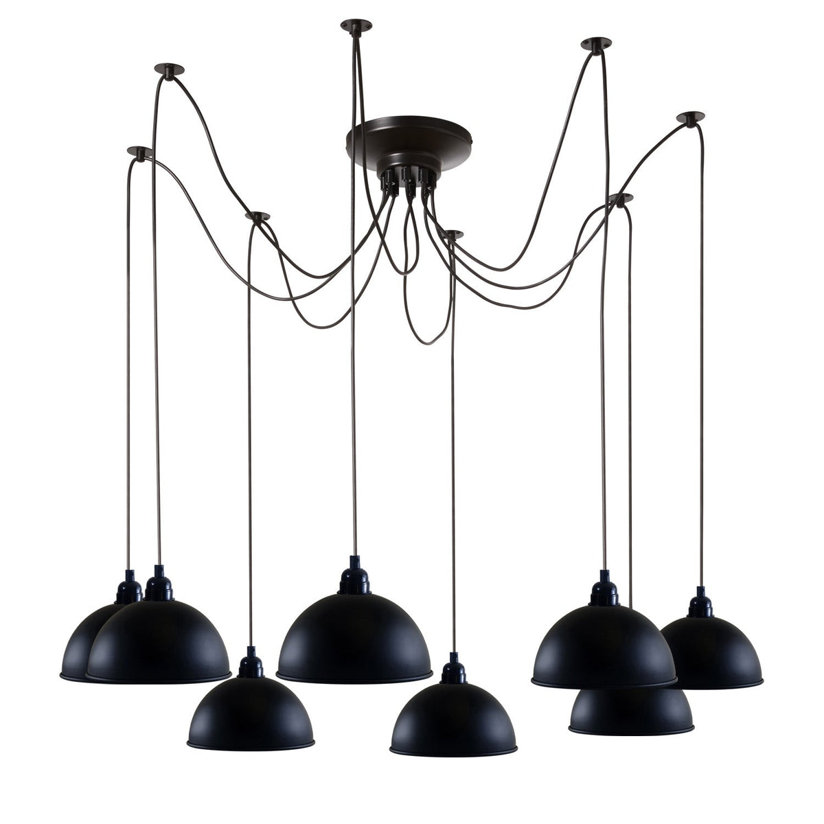 8 Light Spider Pendant – 2 m Adjustable Drops, Black, E27 - photo 2