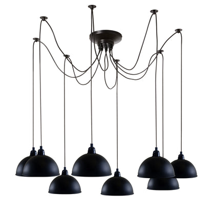 8 Light Spider Pendant – 2 m Adjustable Drops, Black, E27 - photo 2