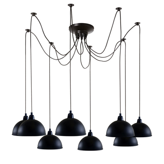 8 Light Spider Pendant – 2 m Adjustable Drops, Black, E27 - photo 2