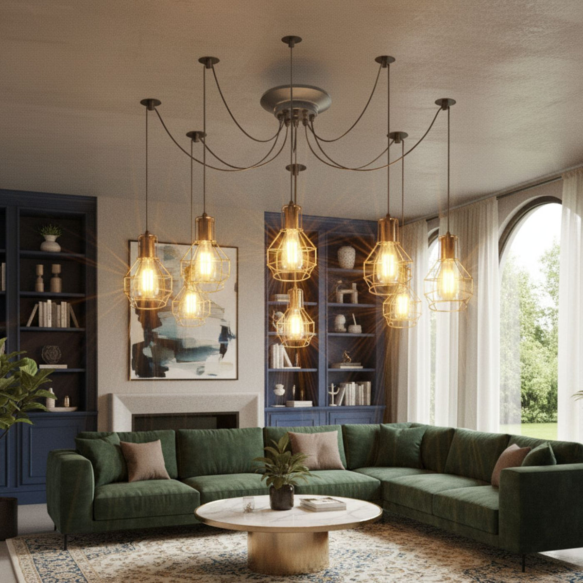 8-Light Spider Pendant with Wire Cages – E27 - photo 3