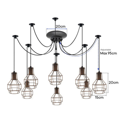 8-Light Spider Pendant with Wire Cages – E27 - photo 4
