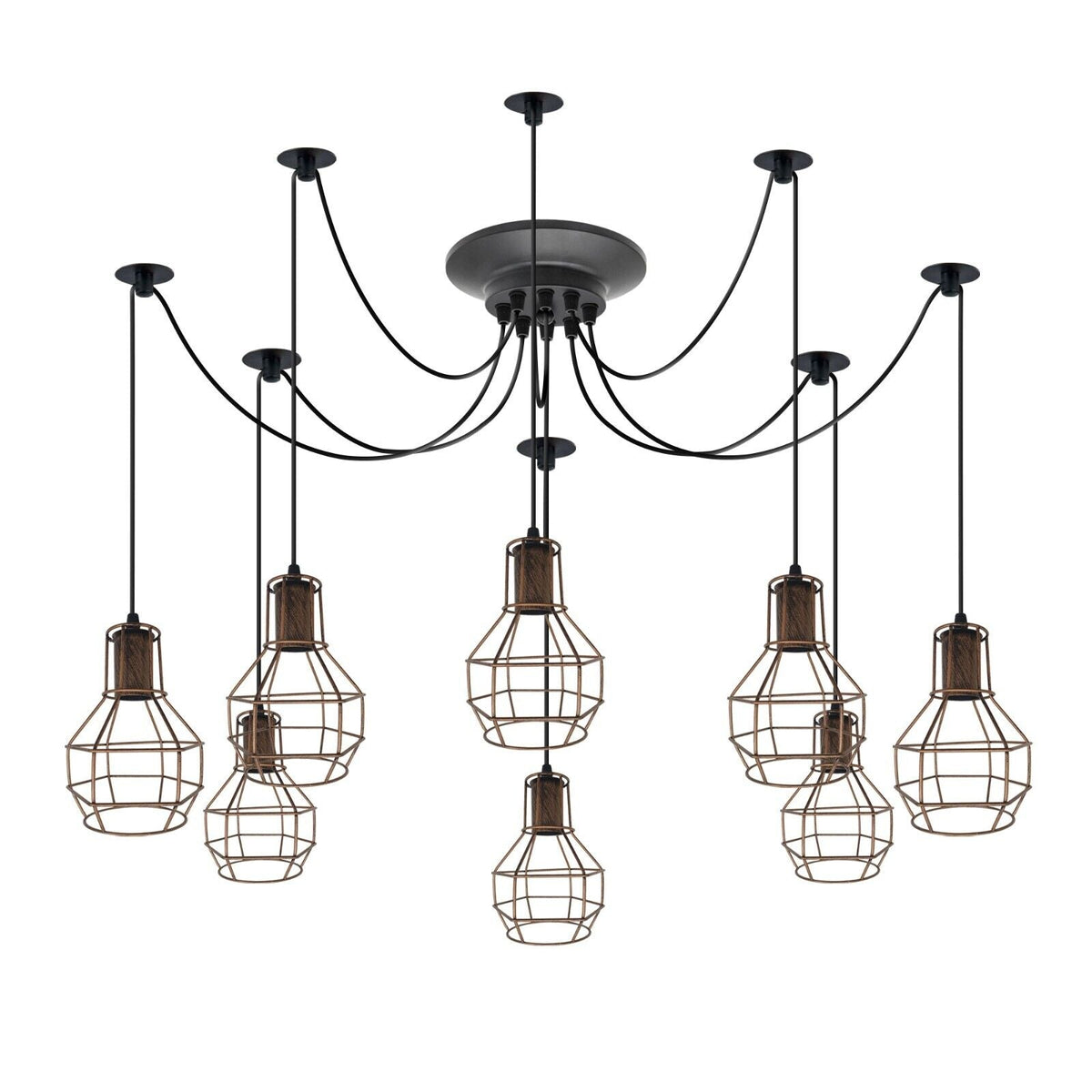 8-Light Spider Pendant with Wire Cages – E27 - photo 5