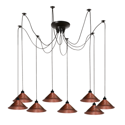 8 Light Spider Pendant – Adjustable Drops, 4 Shade Sets, E27 - photo 5