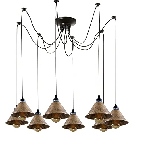 8 Light Spider Pendant – Adjustable Drops, 4 Shade Sets, E27 - photo 6