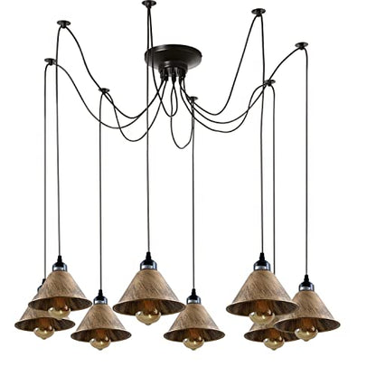 8 Light Spider Pendant – Adjustable Drops, 4 Shade Sets, E27 - photo 6