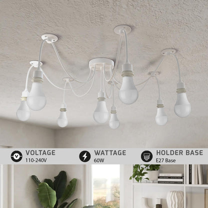 8-Light Spider Pendant – White, Silicone Holders, E27 - photo 2
