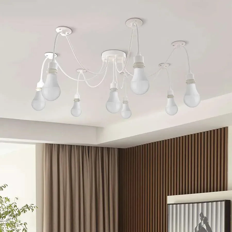 8-Light Spider Pendant – White, Silicone Holders, E27 - photo 3