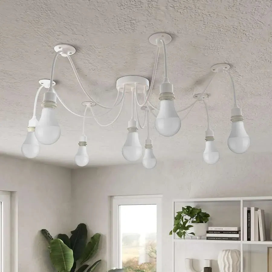 8-Light Spider Pendant – White, Silicone Holders, E27