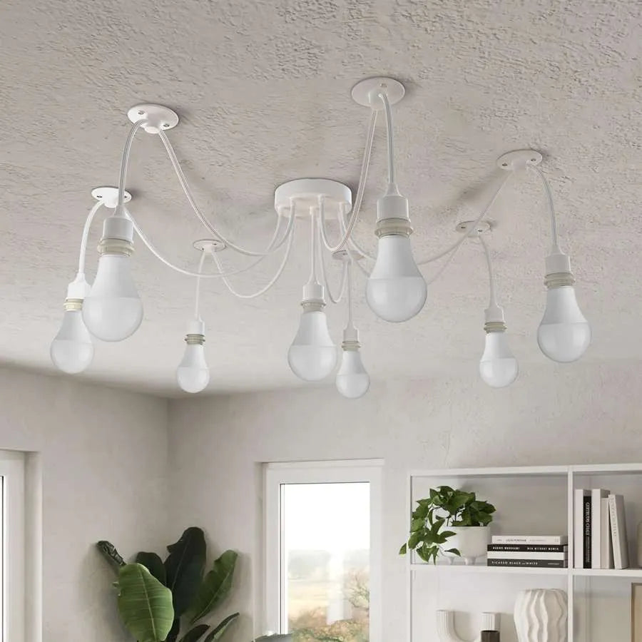 8-Light Spider Pendant – Silicone Holders, 2 m Cable, Black or White - photo 2