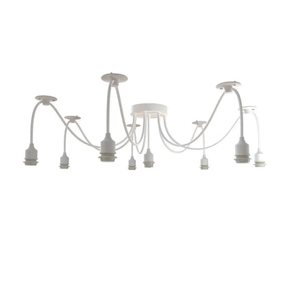 8-Light Spider Pendant – Silicone Holders, 2 m Cable, Black or White - Without Bulb, White, No Shade