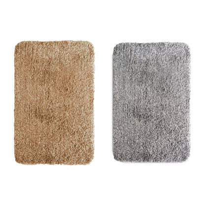 Fluffy Microfibre Door Mats, Set of 2 – 50 x 80 cm, Two Colours, Non-Slip - Grey and Beige