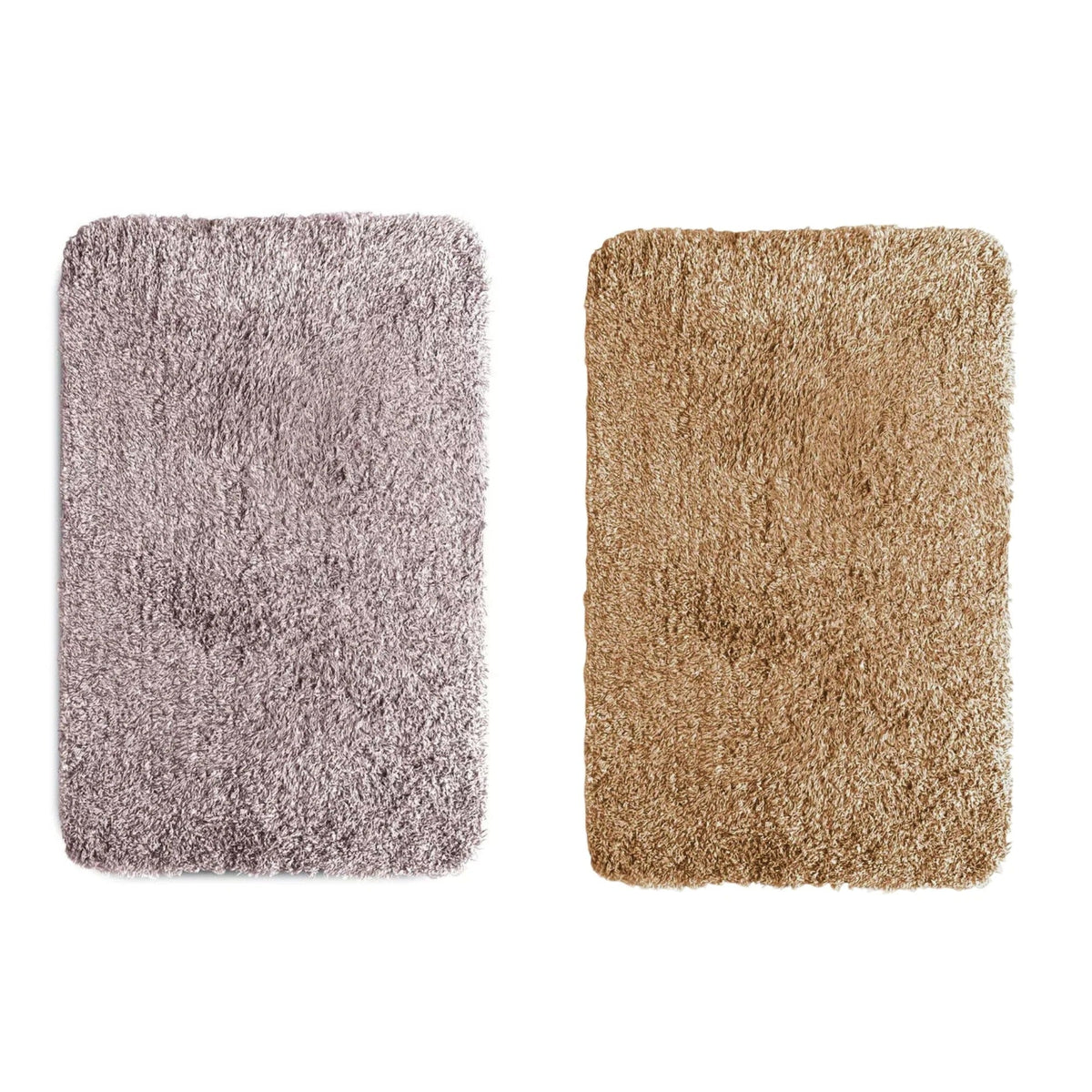 Fluffy Microfibre Door Mats, Set of 2 – 50 x 80 cm, Two Colours, Non-Slip - Pink and Beige