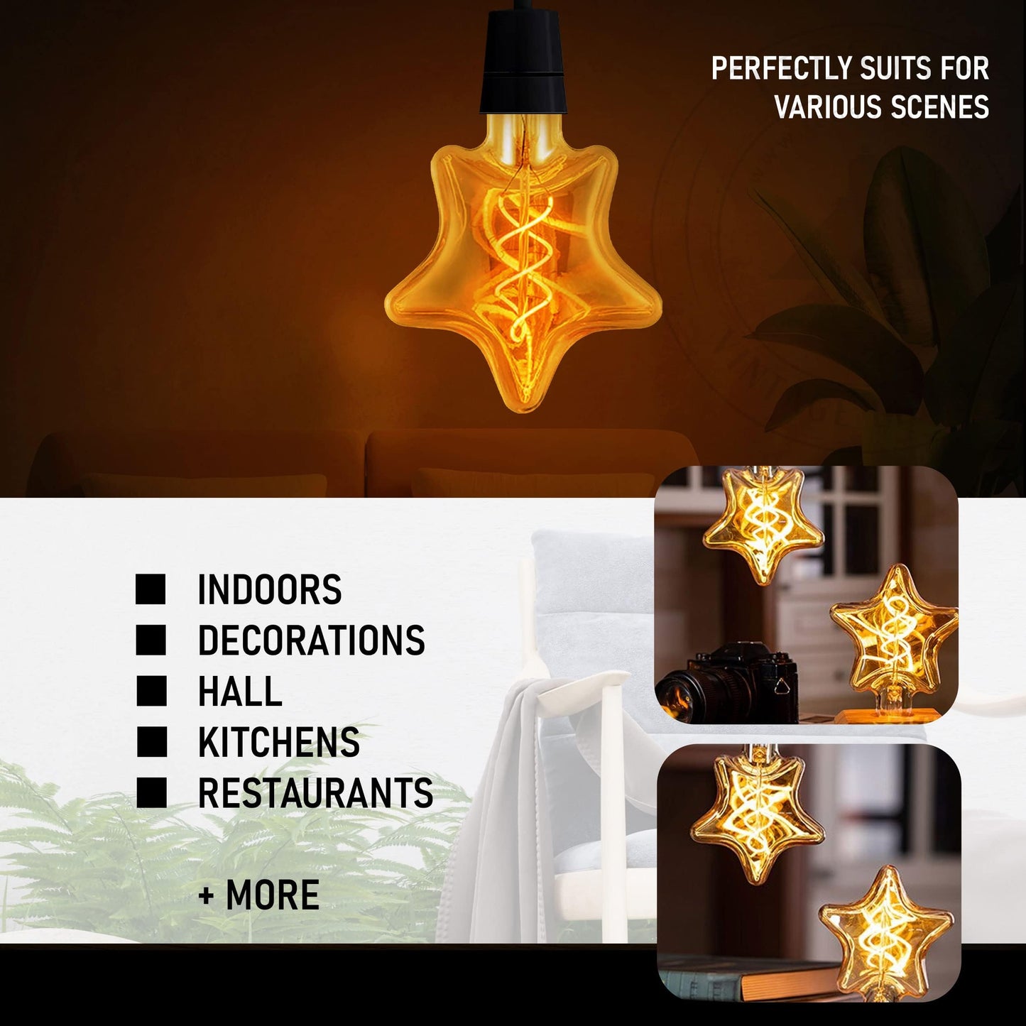 LED G125 4W E27 Globe Bulb Edison Spiral Filament Screw~1330