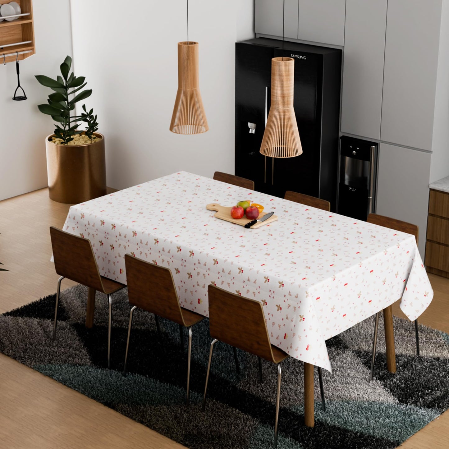 Rectangle 150 x 150 cm Floral Printed Polyester Table Cloth ~1240