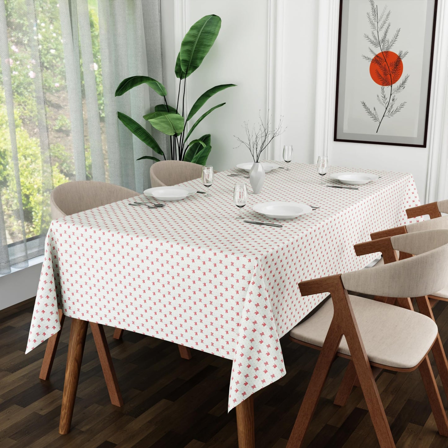 Rectangle 150 x 150 cm Floral Printed Polyester Table Cloth ~1240