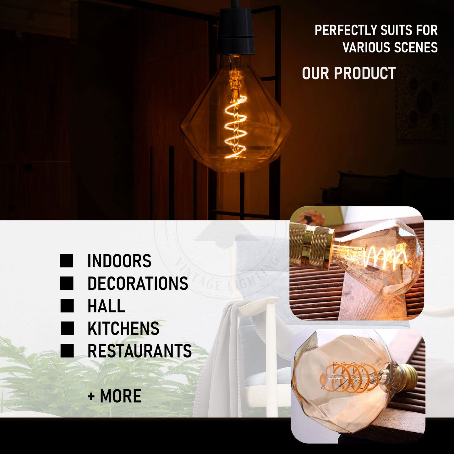 LED G125 4W E27 Globe Bulb Edison Spiral Filament Screw~1330