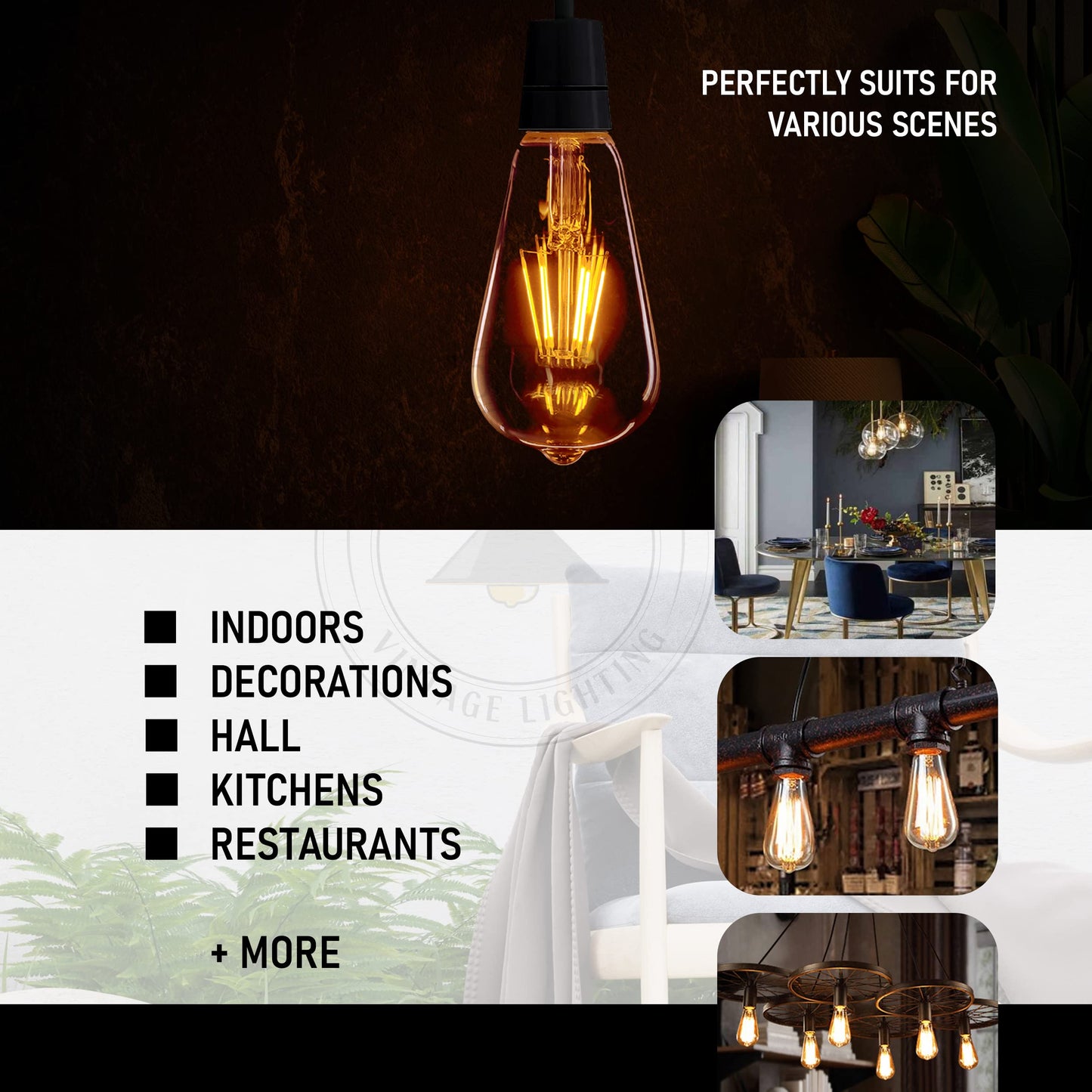 LED Edison Vintage Bulbs, B22 LED Light Bulb ~ 1332