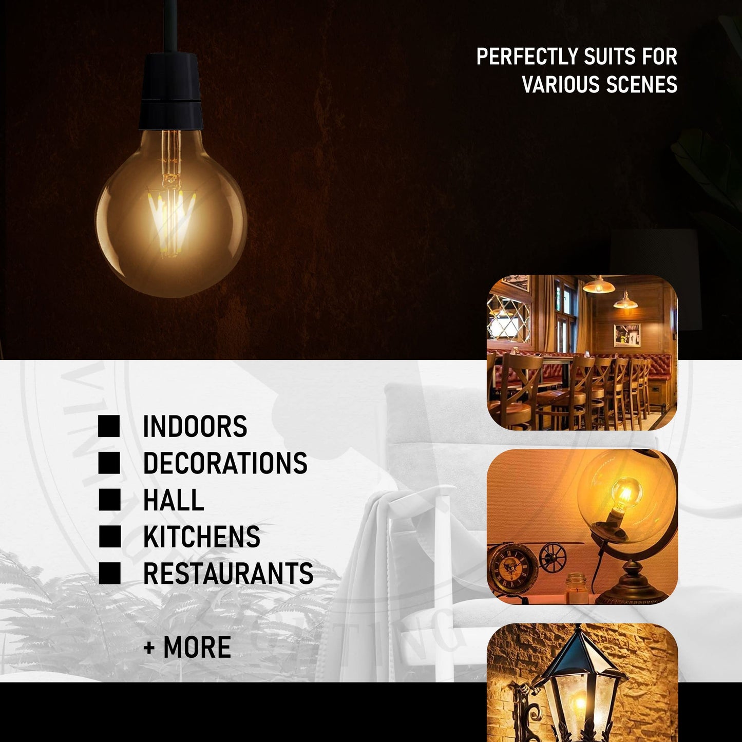 G 80-125W LED Bulb B22/E27 Dimmable Amber Glass~1337