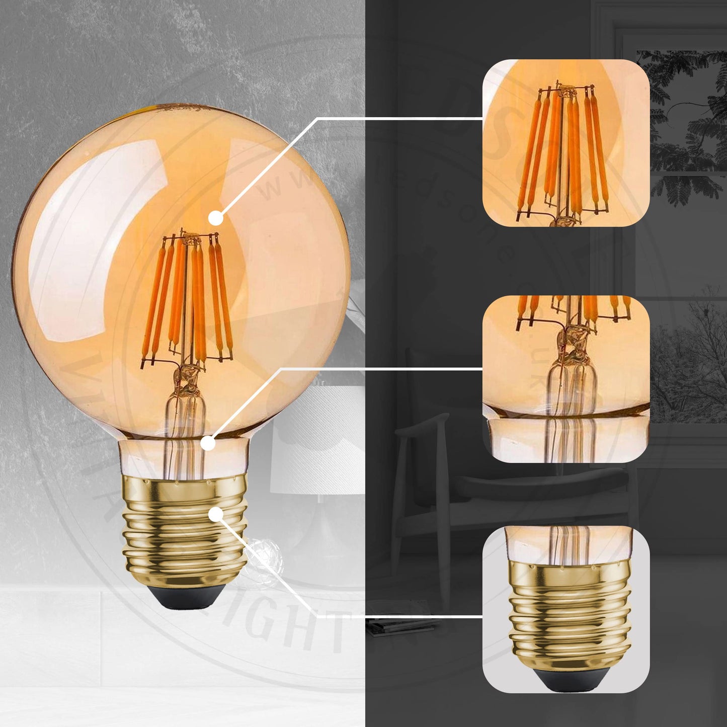 LED Dimmable E27 Screw Light Bulb Globe shape ~1326