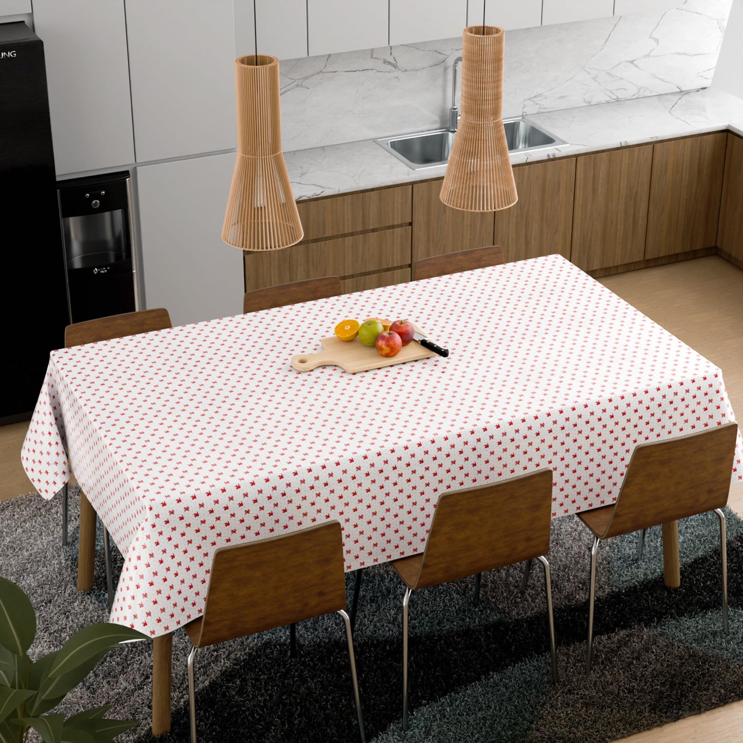 Rectangle 150 x 150 cm Floral Printed Polyester Table Cloth ~1240