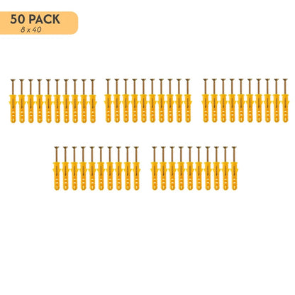 Pack of 50 Wall anchors Expansion Plastic Wall Plugs & Screws  ~ 1162