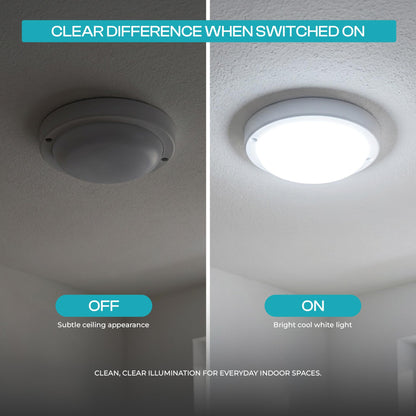 Round LED Bulkhead Ceiling Light 9W – Cool White 6400K - photo 2