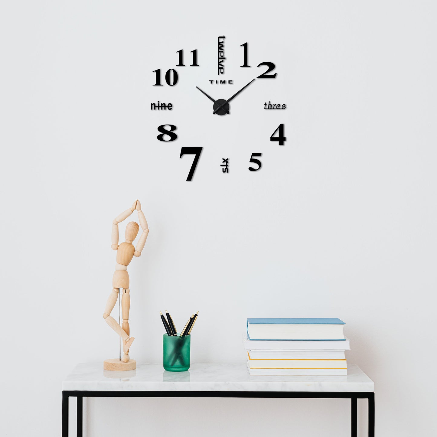 3D Sticker Number Wall Clock