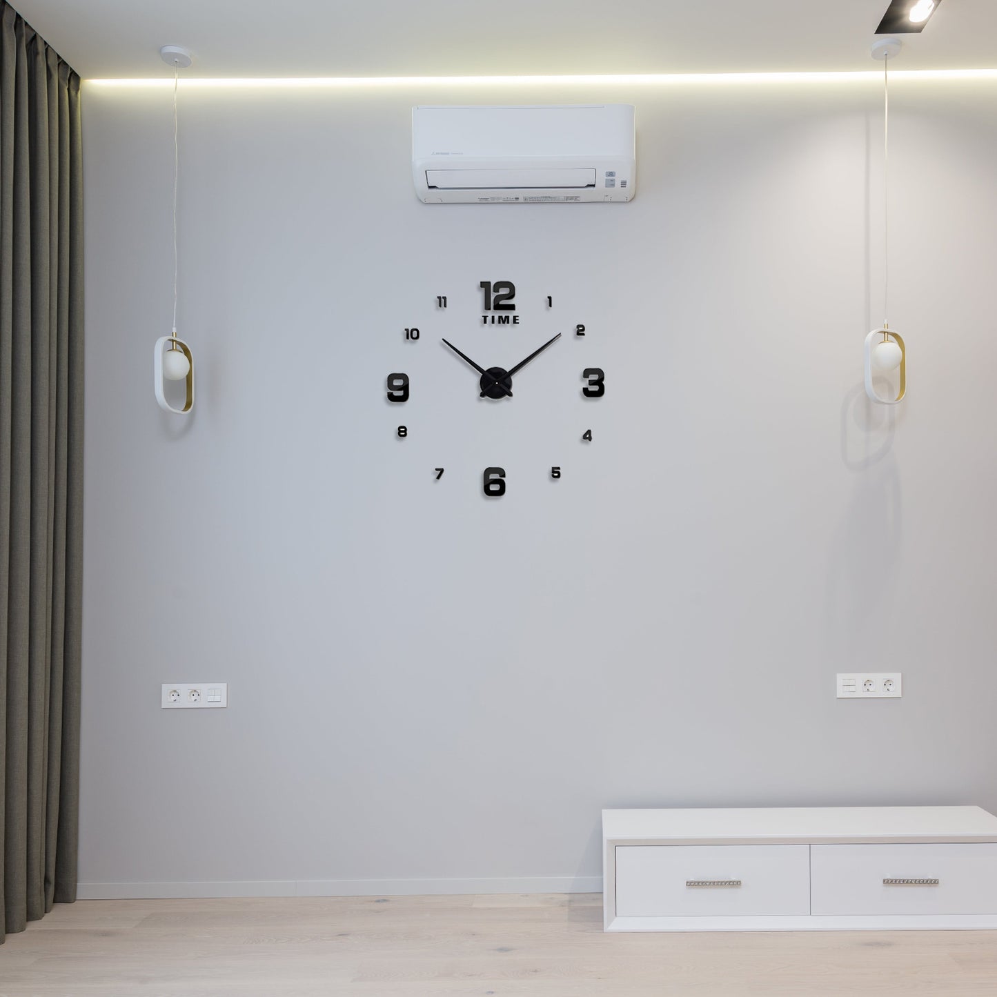 Large Number Sticker Wall Clock