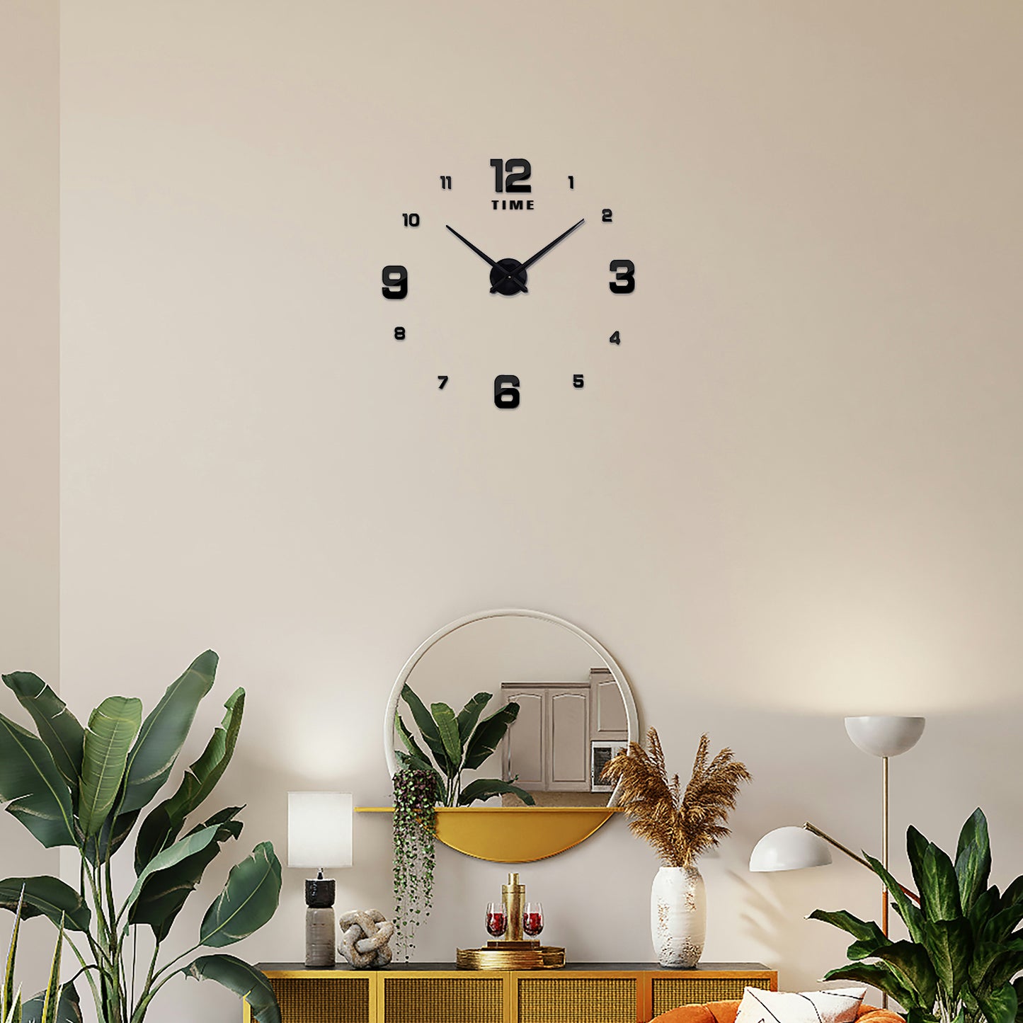 Large Number Sticker Wall Clock DIY Clock